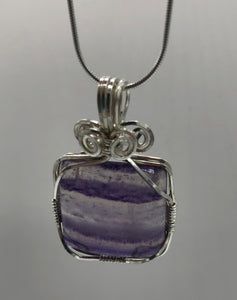 Beautiful Square Purple Fluorite Cabochon Wire wrapped