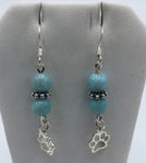 Larimar Earrings with dog paw in sterling silver