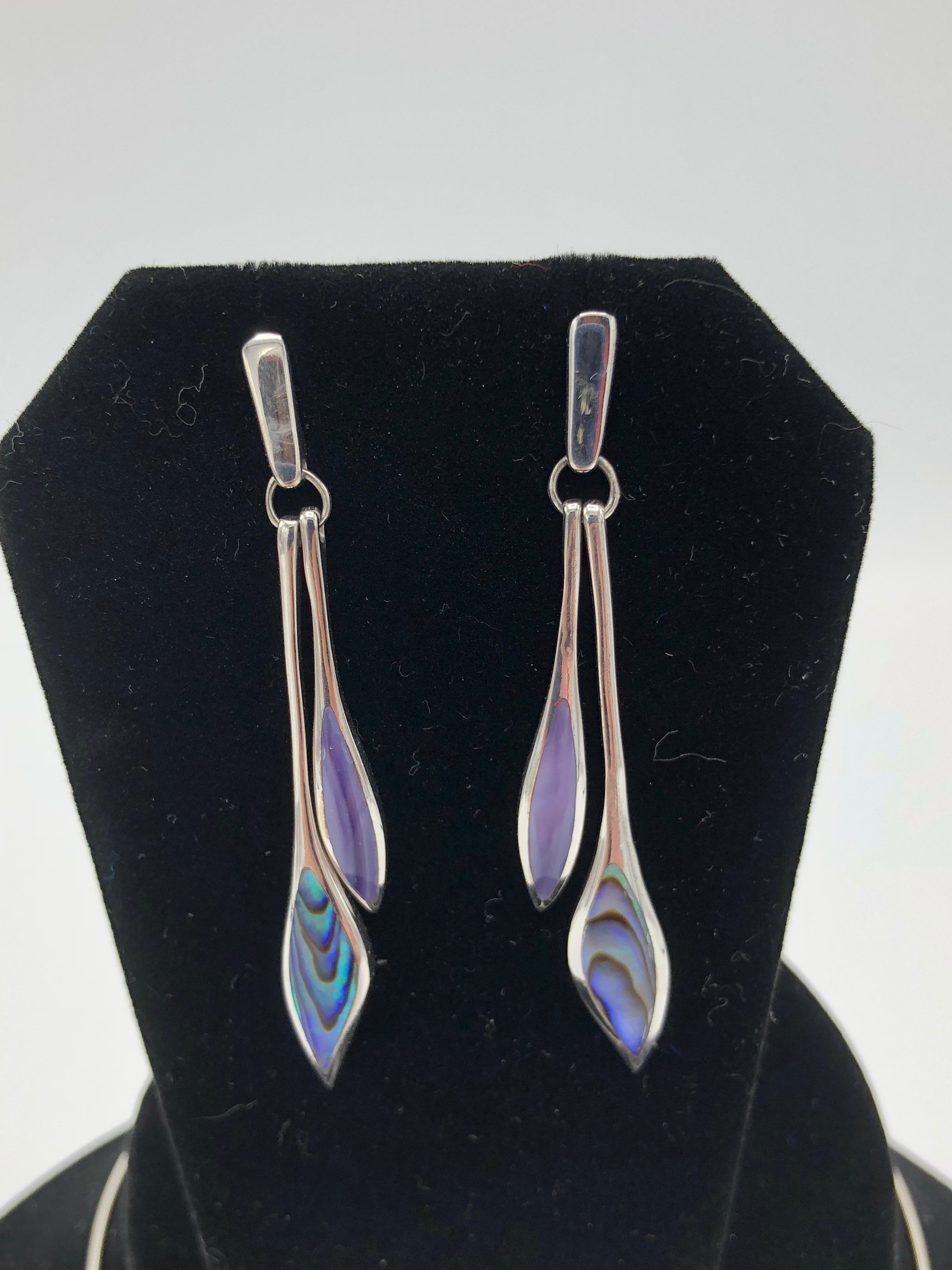 Beautiful Abalone and Charoite pendant and earrings set