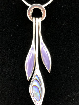 Beautiful Abalone and Charoite pendant and earrings set