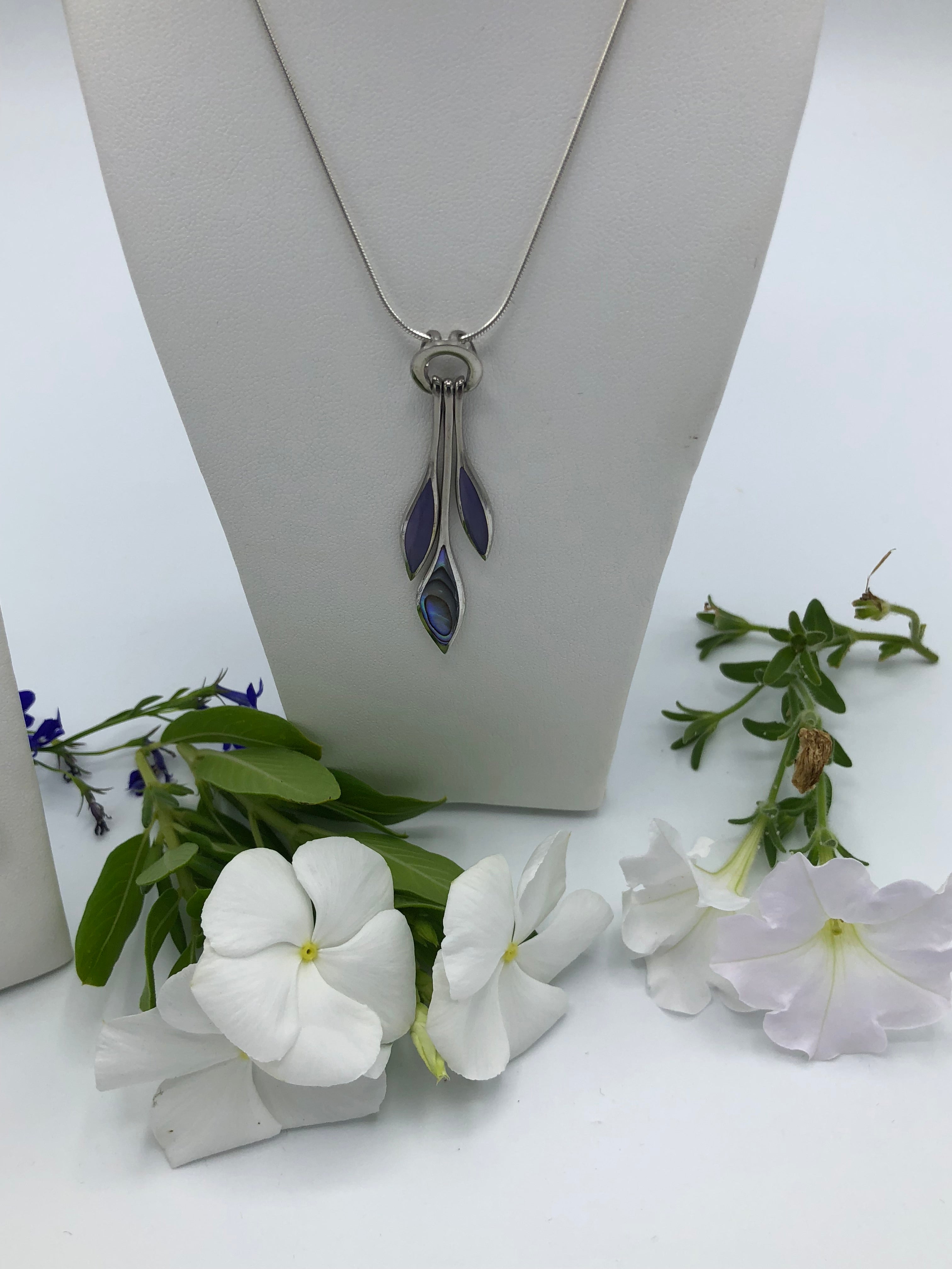 Beautiful Abalone and Charoite pendant and earrings set