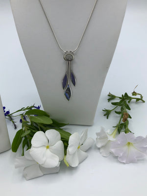 Beautiful Abalone and Charoite pendant and earrings set
