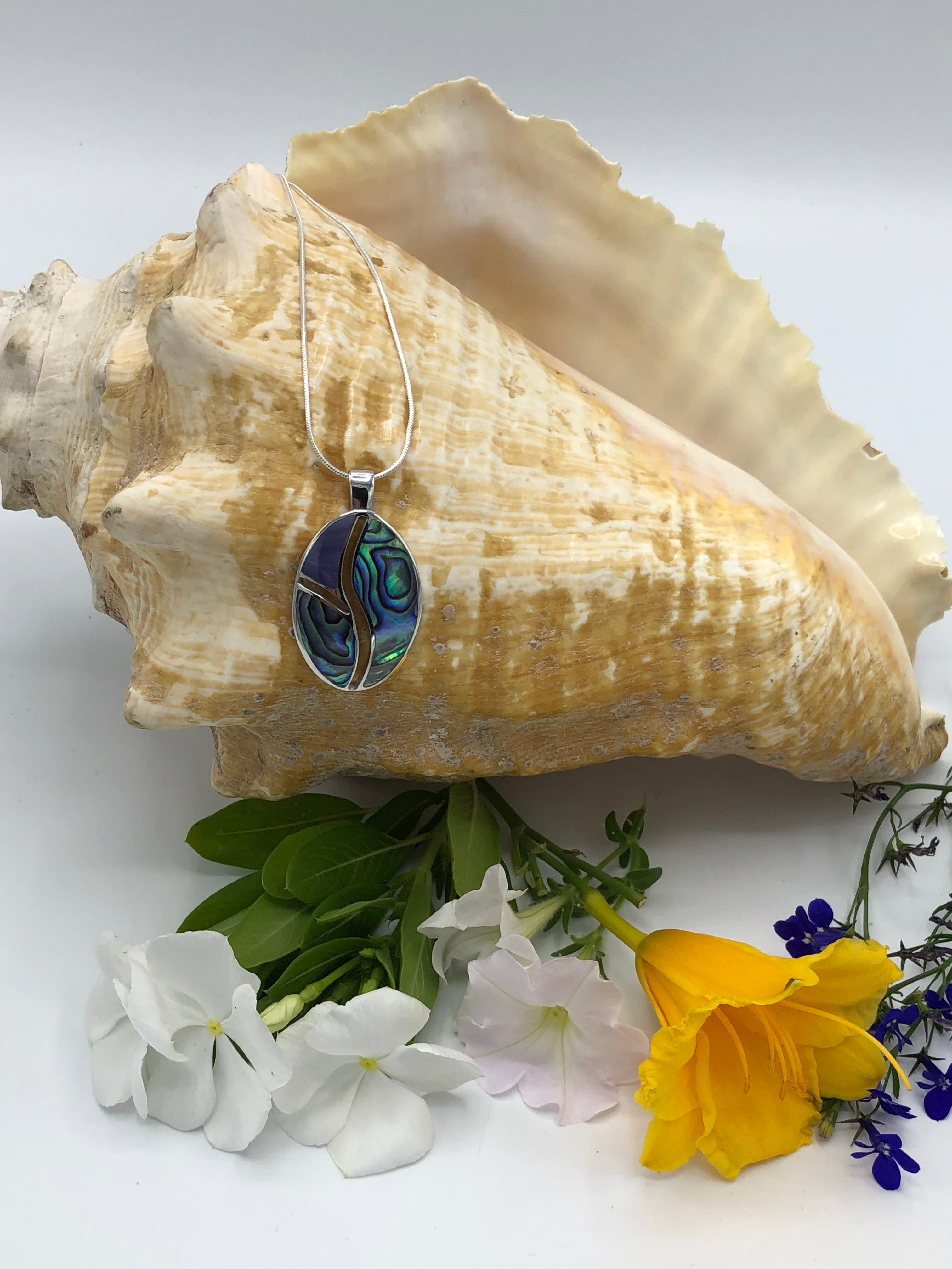 Beautiful Abalone and Charoite Pendant