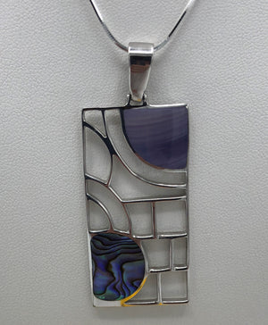 Beautiful Abalone and Charoite retangular Pendant