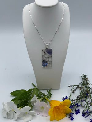 Beautiful Abalone and Charoite retangular Pendant