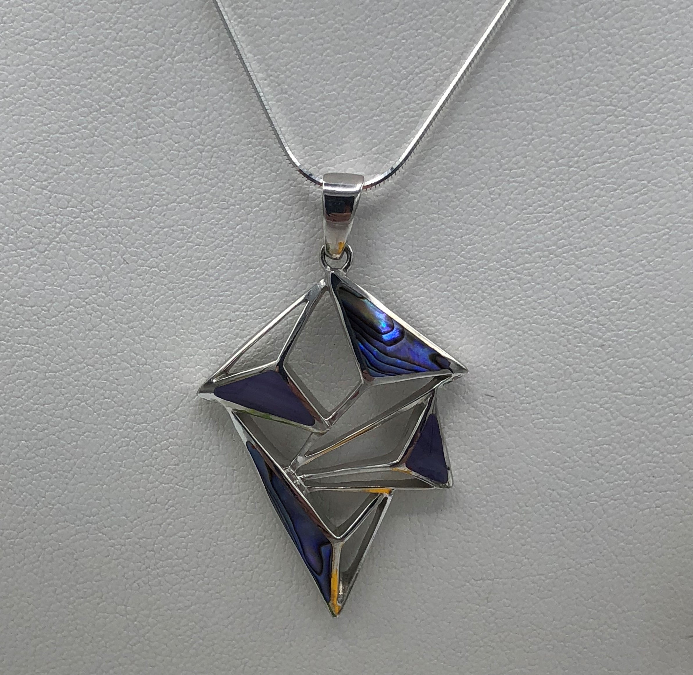 Beautiful Abalone and Charoite abstract Pendant