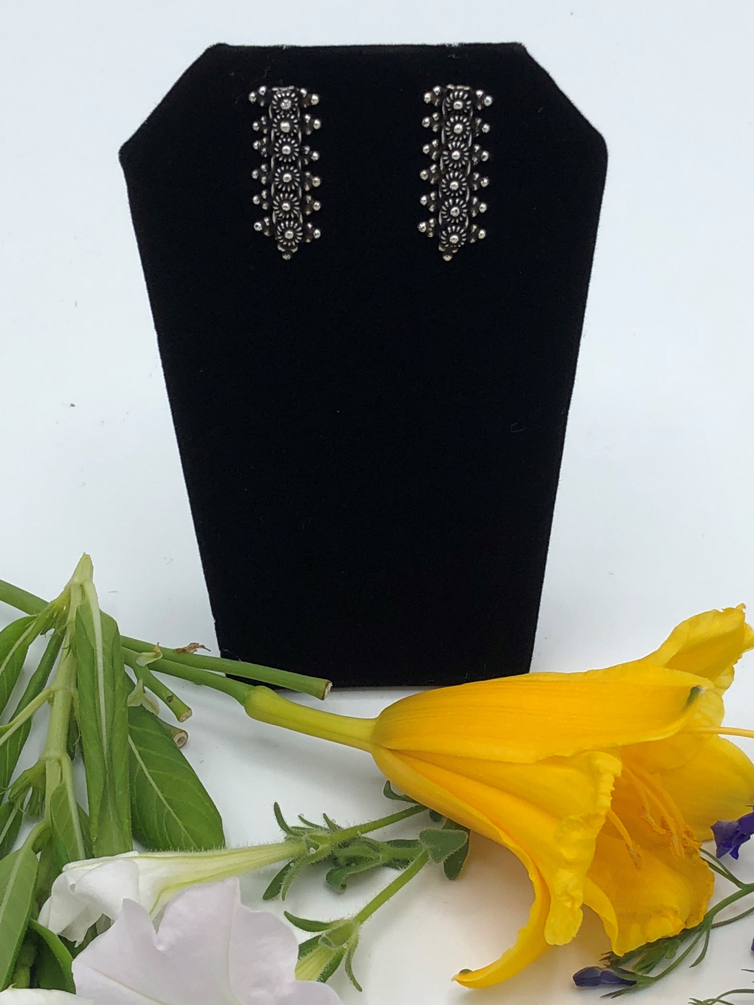 Sterling Silver Post earrings with detailed drop