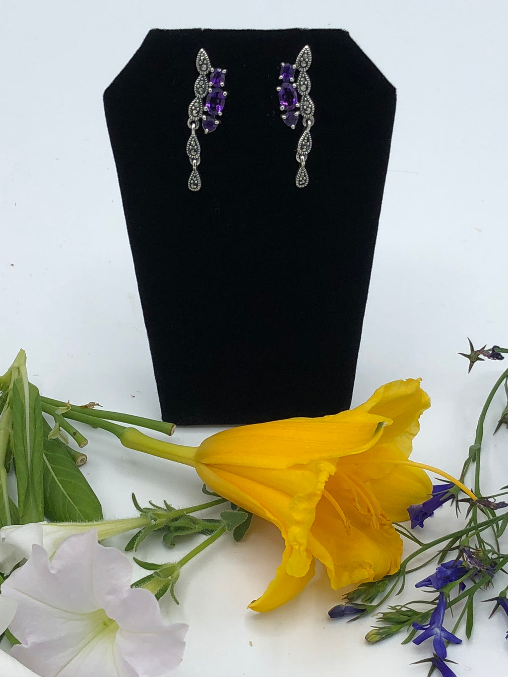 Earrings with stones - Amethyst, Garnet or Topaz