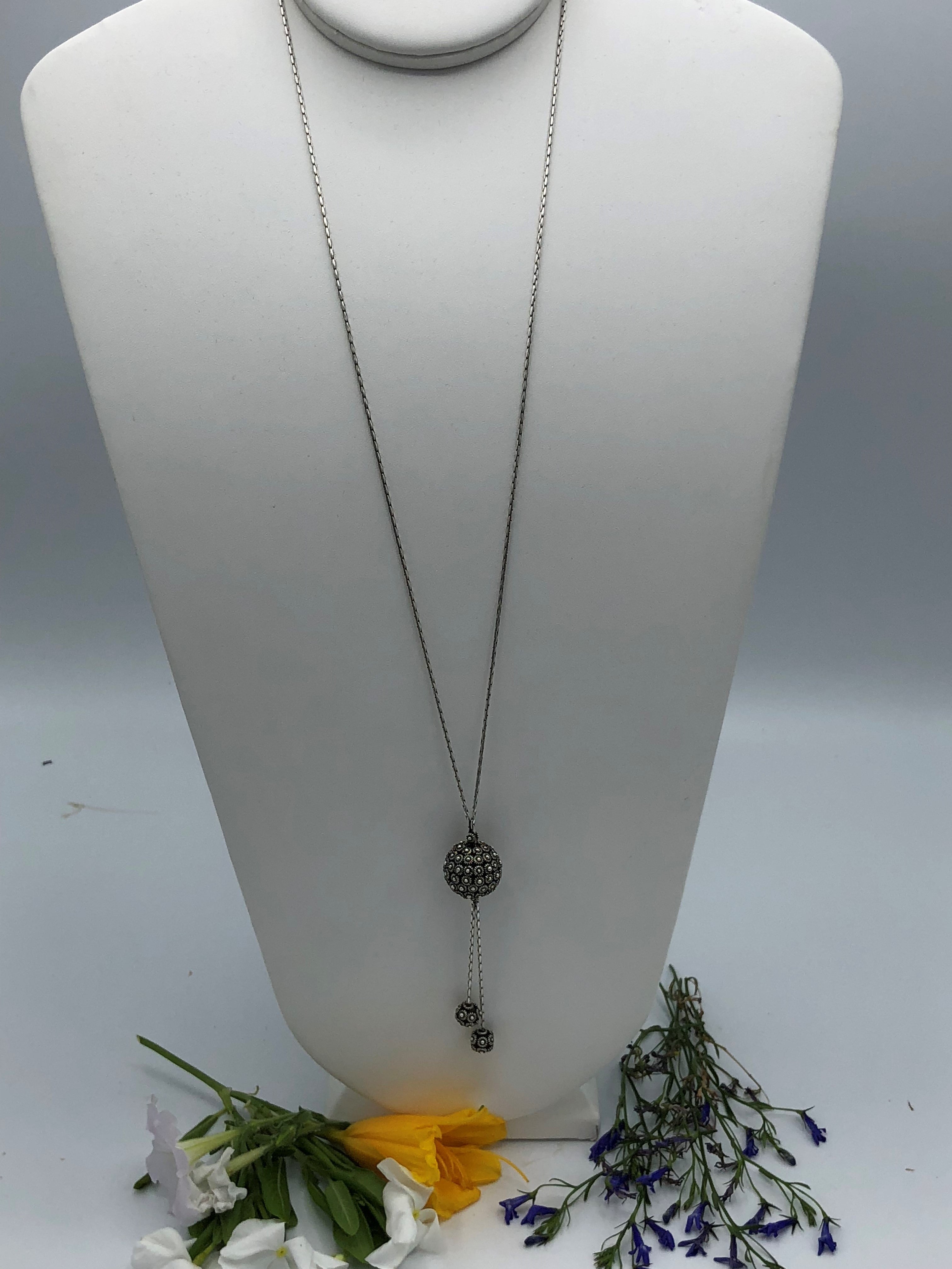 Long Sterling Ball necklace