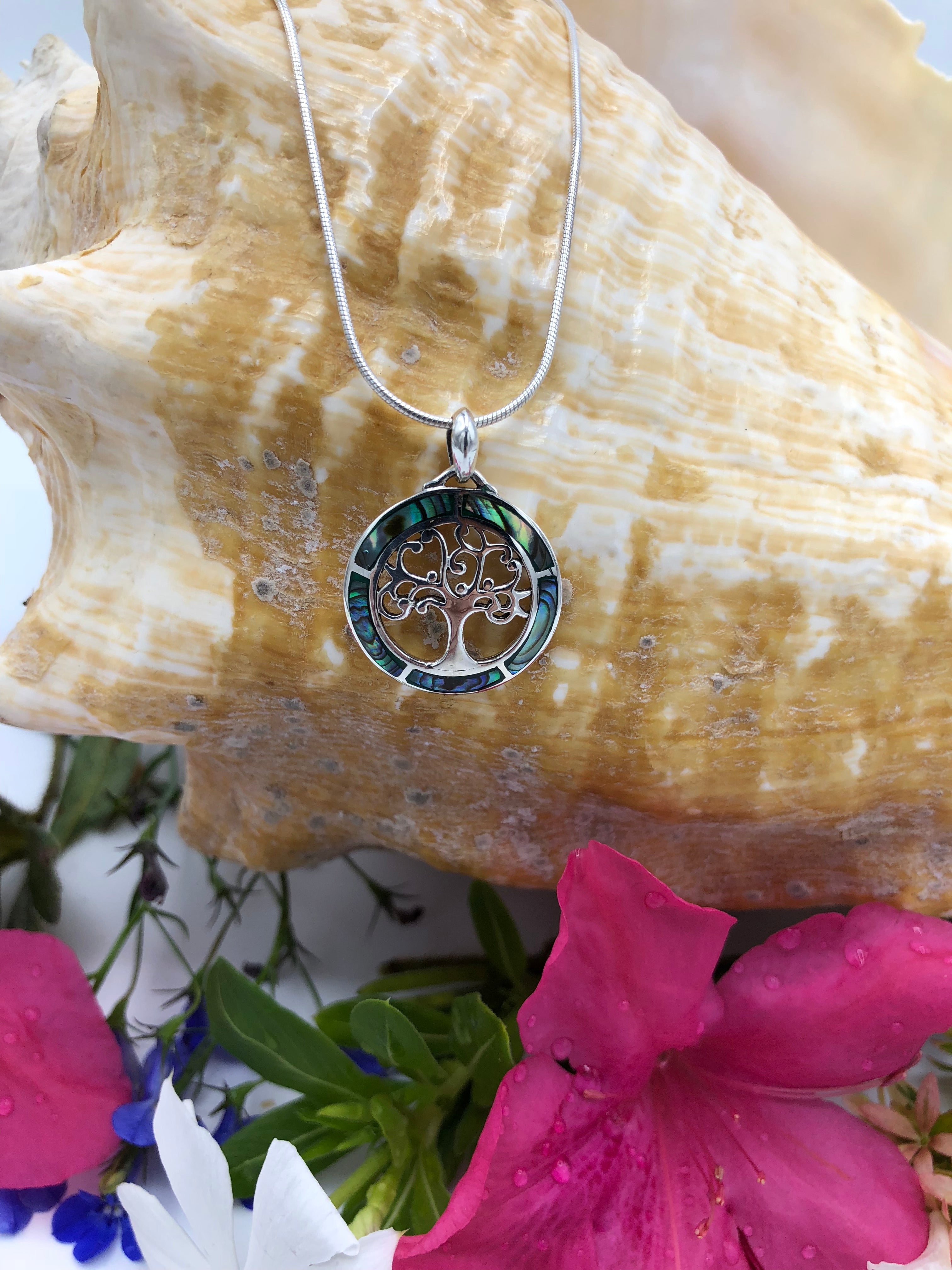 Abalone and Sterling Tree of Life Pendant