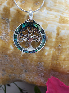 Abalone and Sterling Tree of Life Pendant