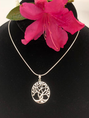 Oval Sterling Tree of Life Pendant