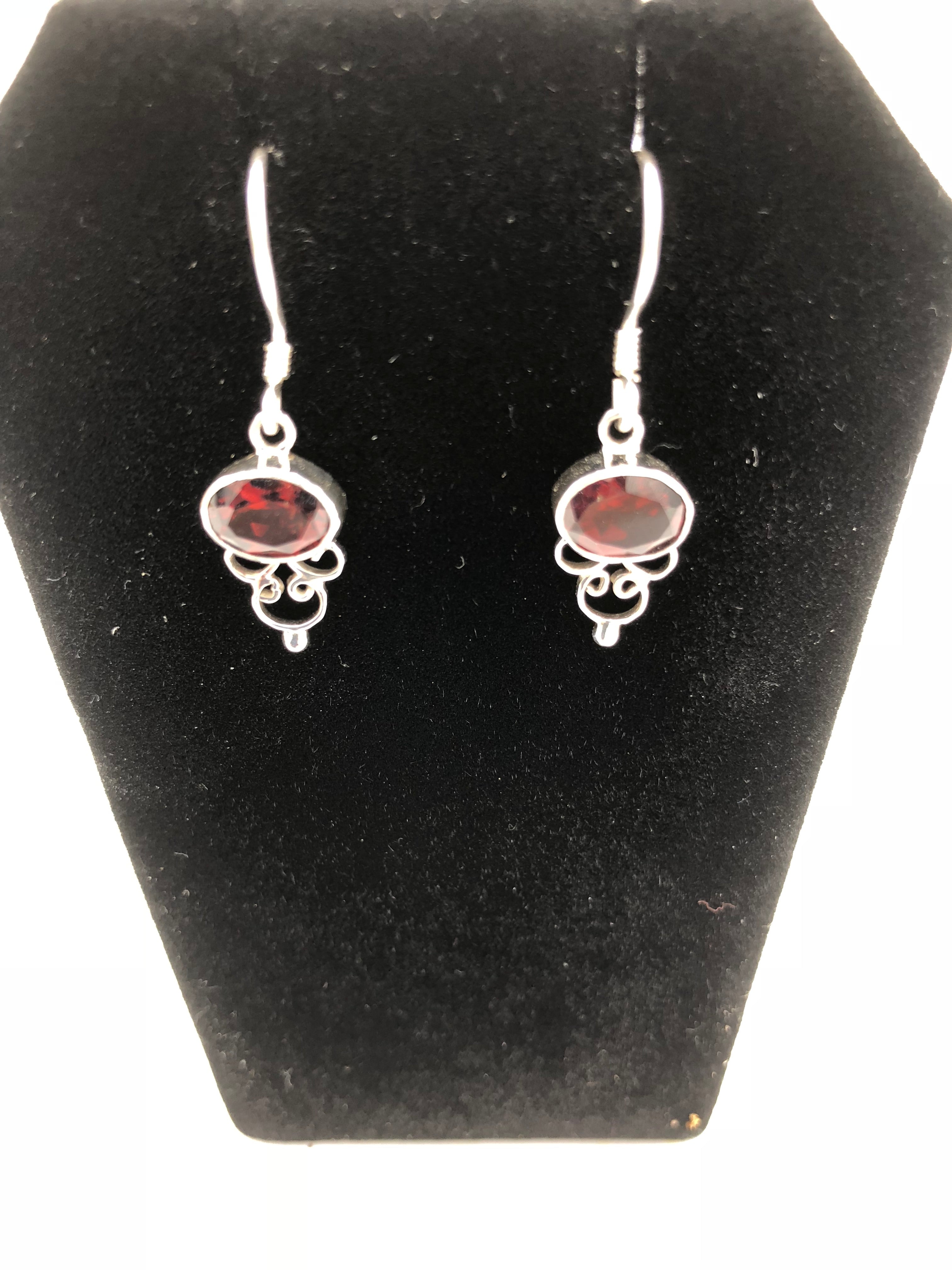 Sterling Silver drop earrings with stones (Labradorite,Lapis, Blue Quartz or Garnet)