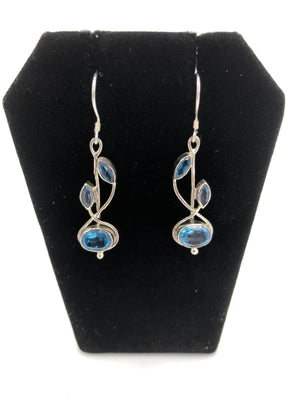 Sterling silver 3 stone drop earrings
