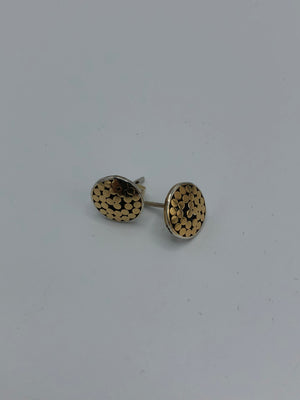 Button earrings with gold dots