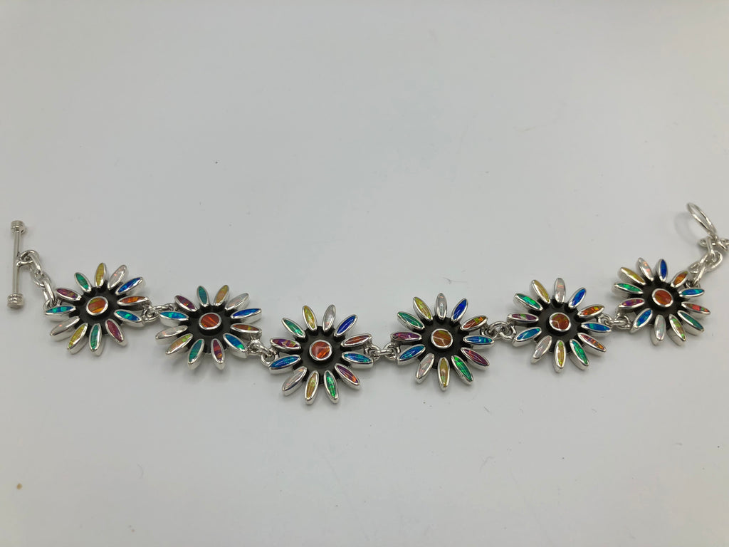 Primavera Opal Sterling Silver Daisy Bracelet