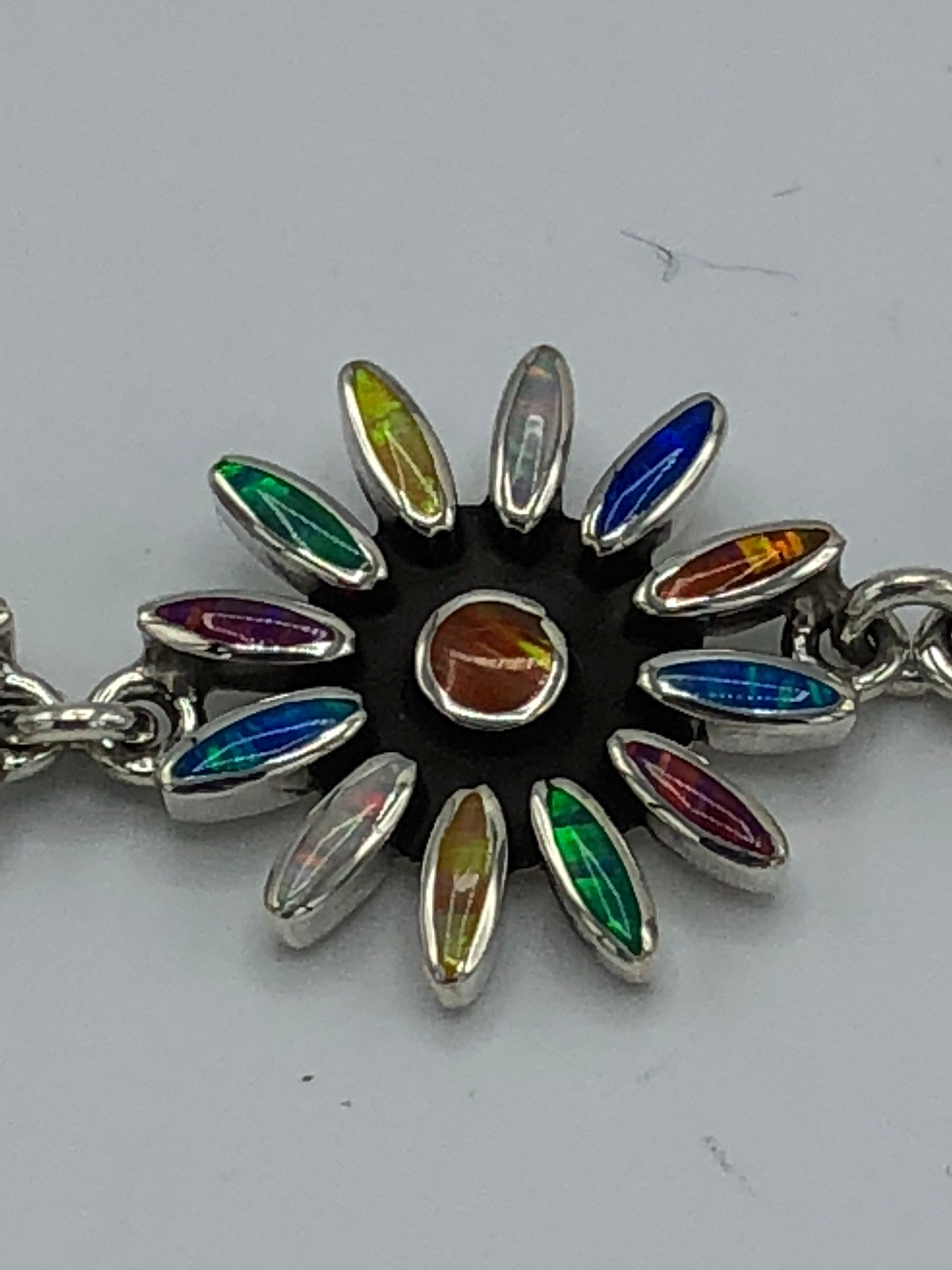 Primavera Opal Sterling Silver Daisy Bracelet