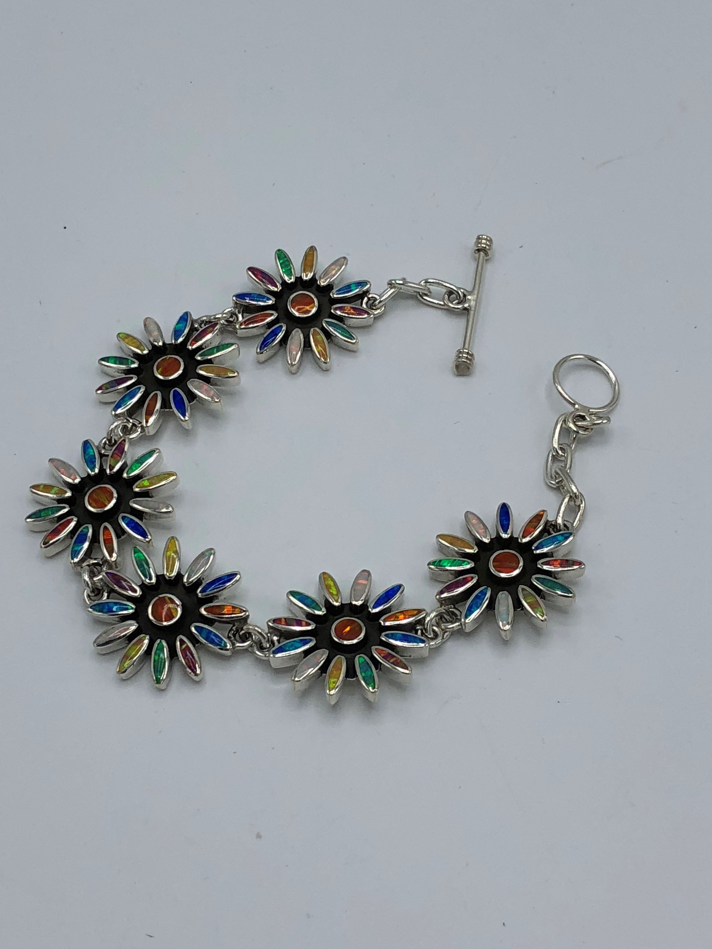 Primavera Opal Sterling Silver Daisy Bracelet
