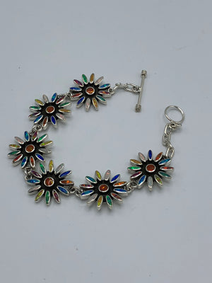 Primavera Opal Sterling Silver Daisy Bracelet