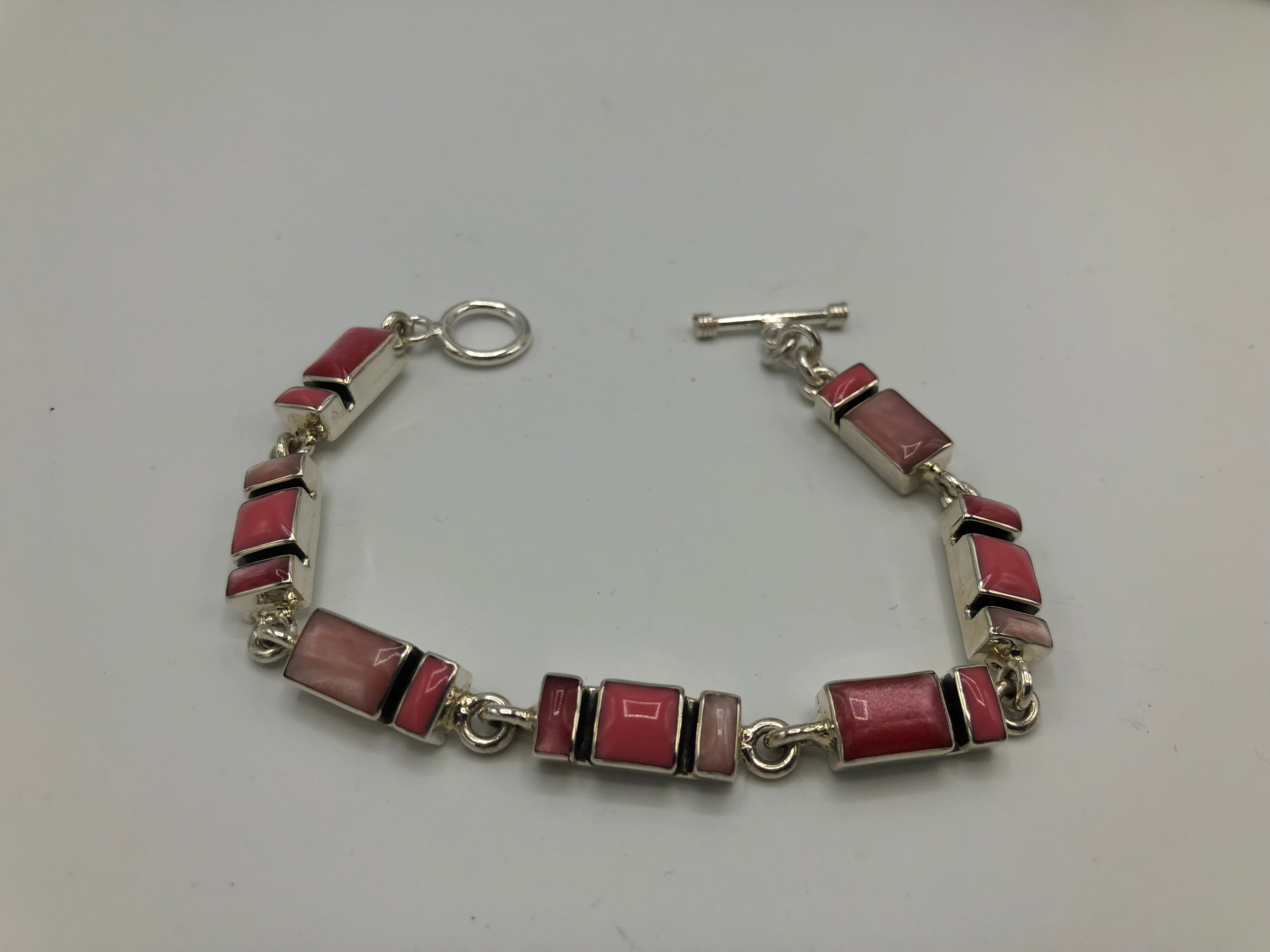 Mosaic Sterling Silver Links Bracelet - Rose Color