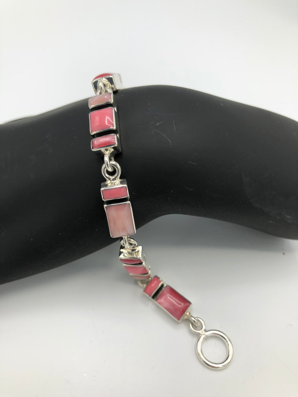Mosaic Sterling Silver Links Bracelet - Rose Color