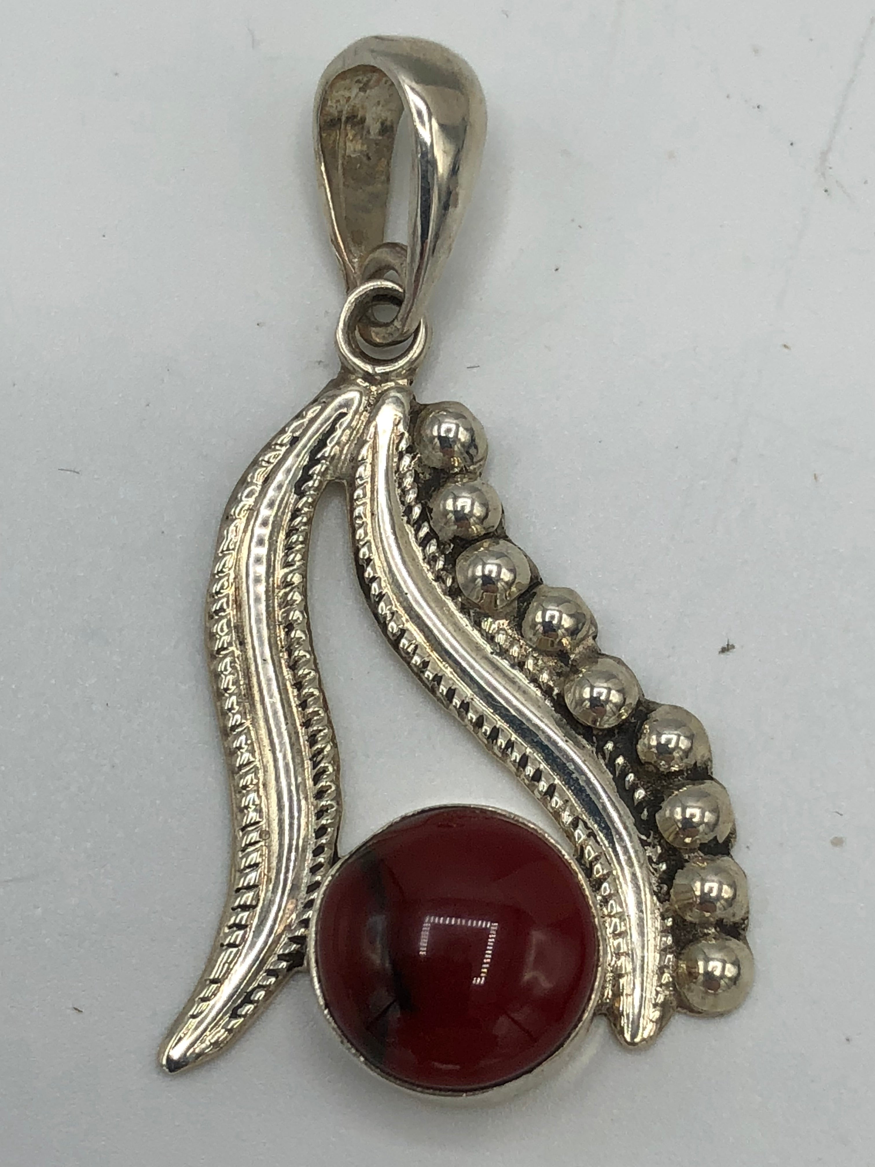 Sterling Silver red jasper pendant