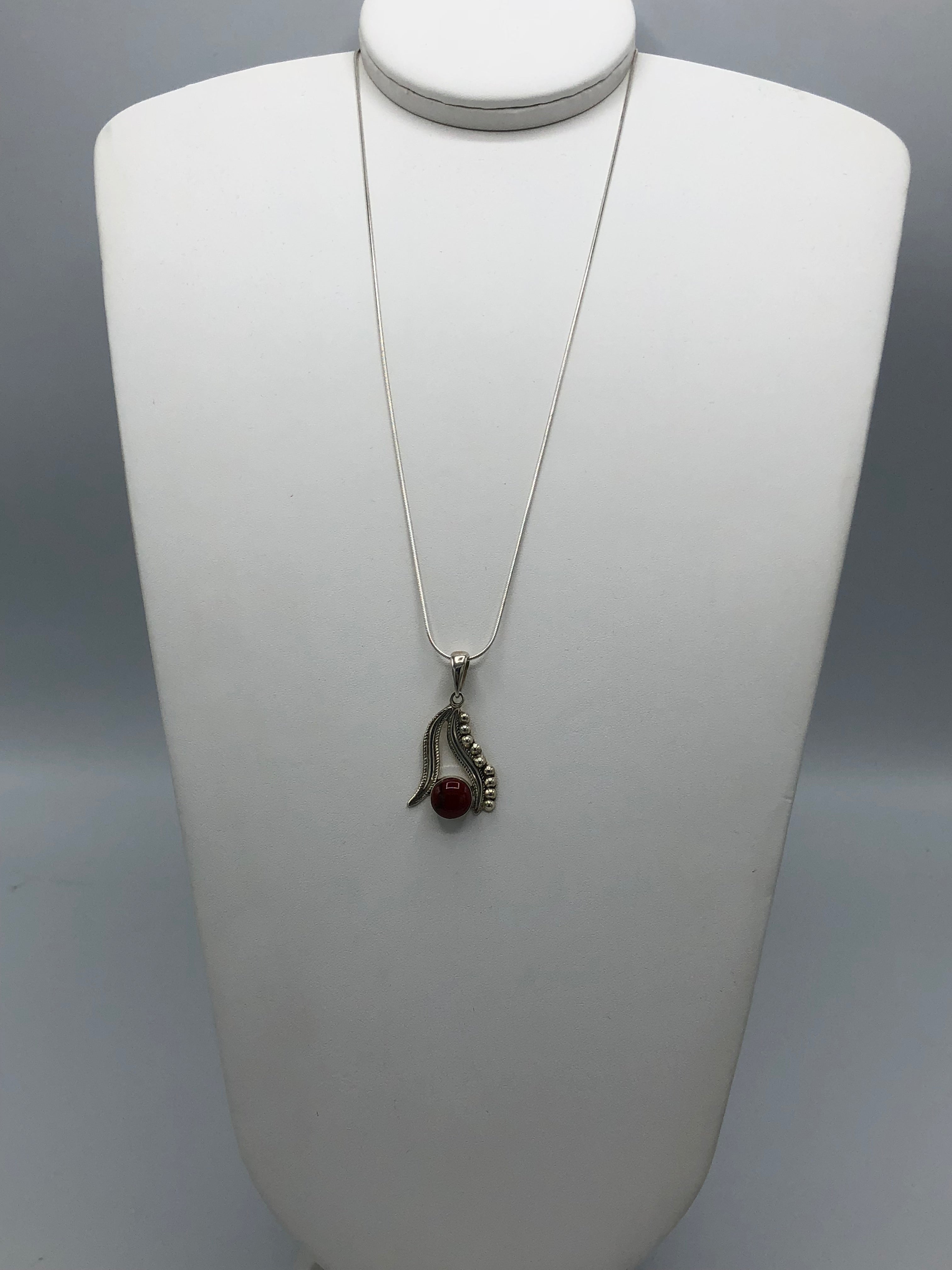 Sterling Silver red jasper pendant