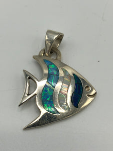 Sterling Silver opal fish pendant