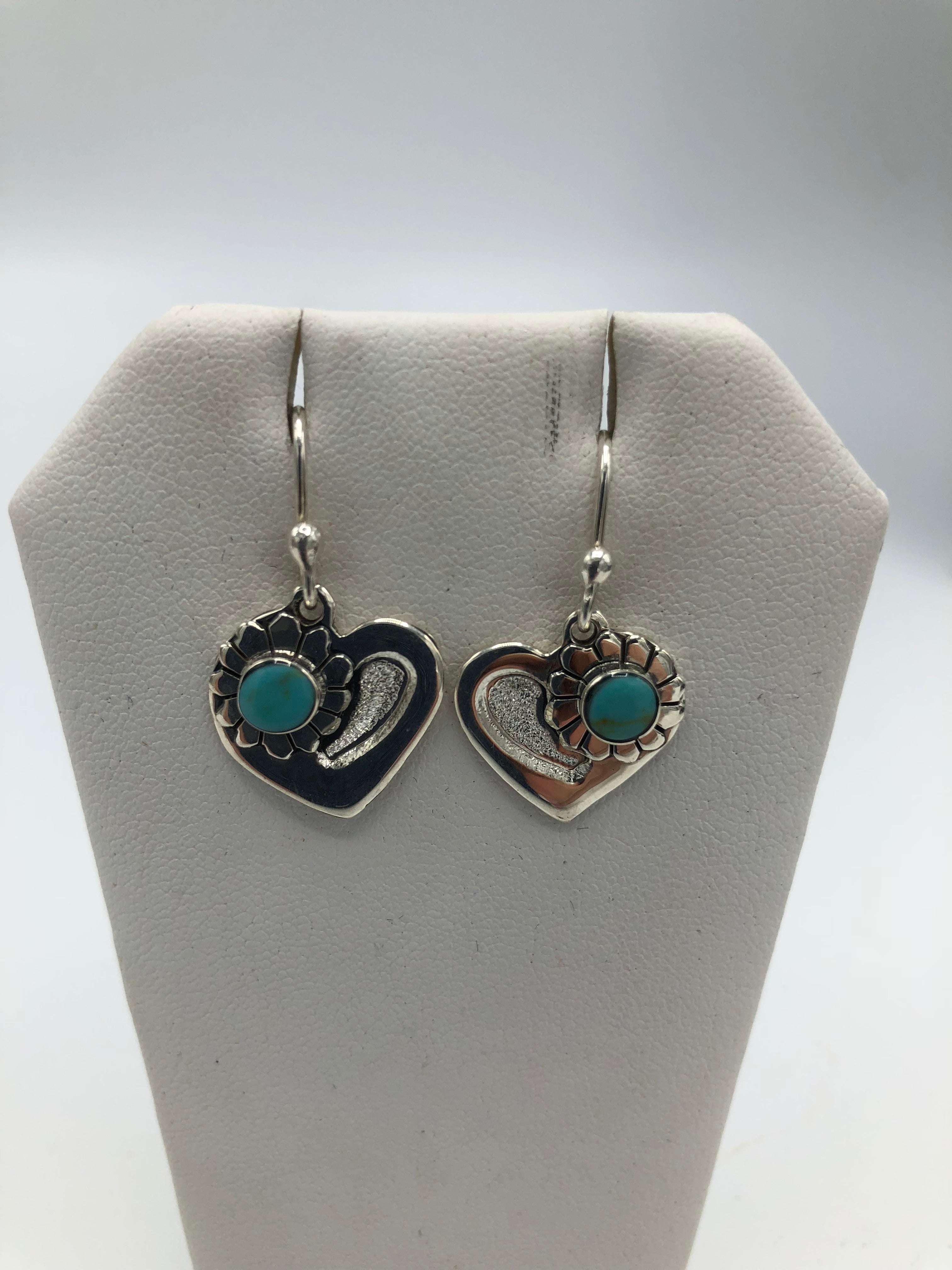 Heart with Daisy & Cab Sterling Silver Earring with Turquoise