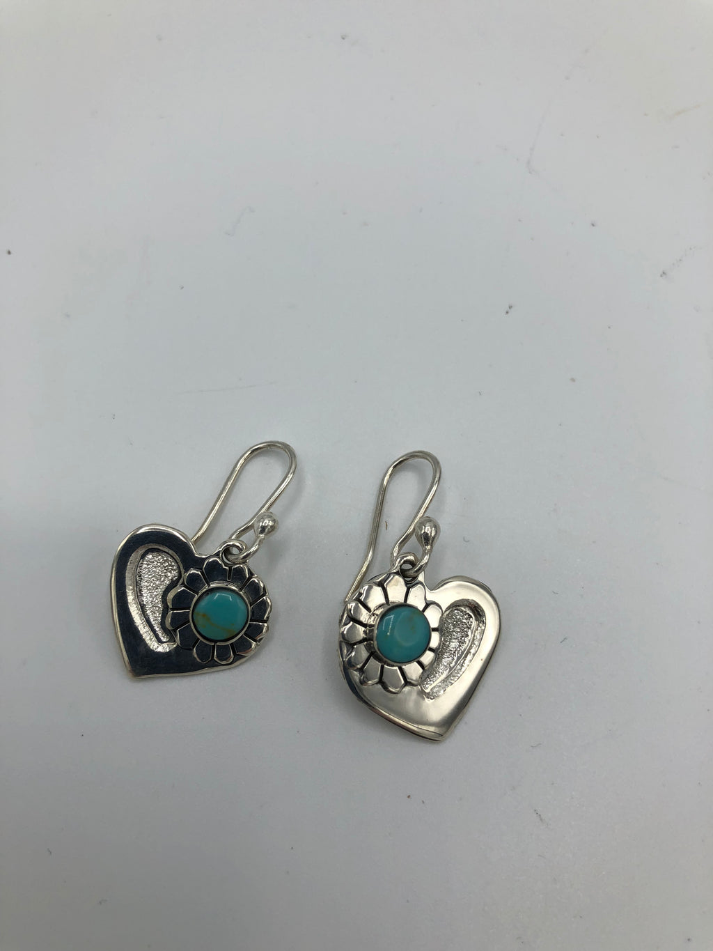 Heart with Daisy & Cab Sterling Silver Earring with Turquoise