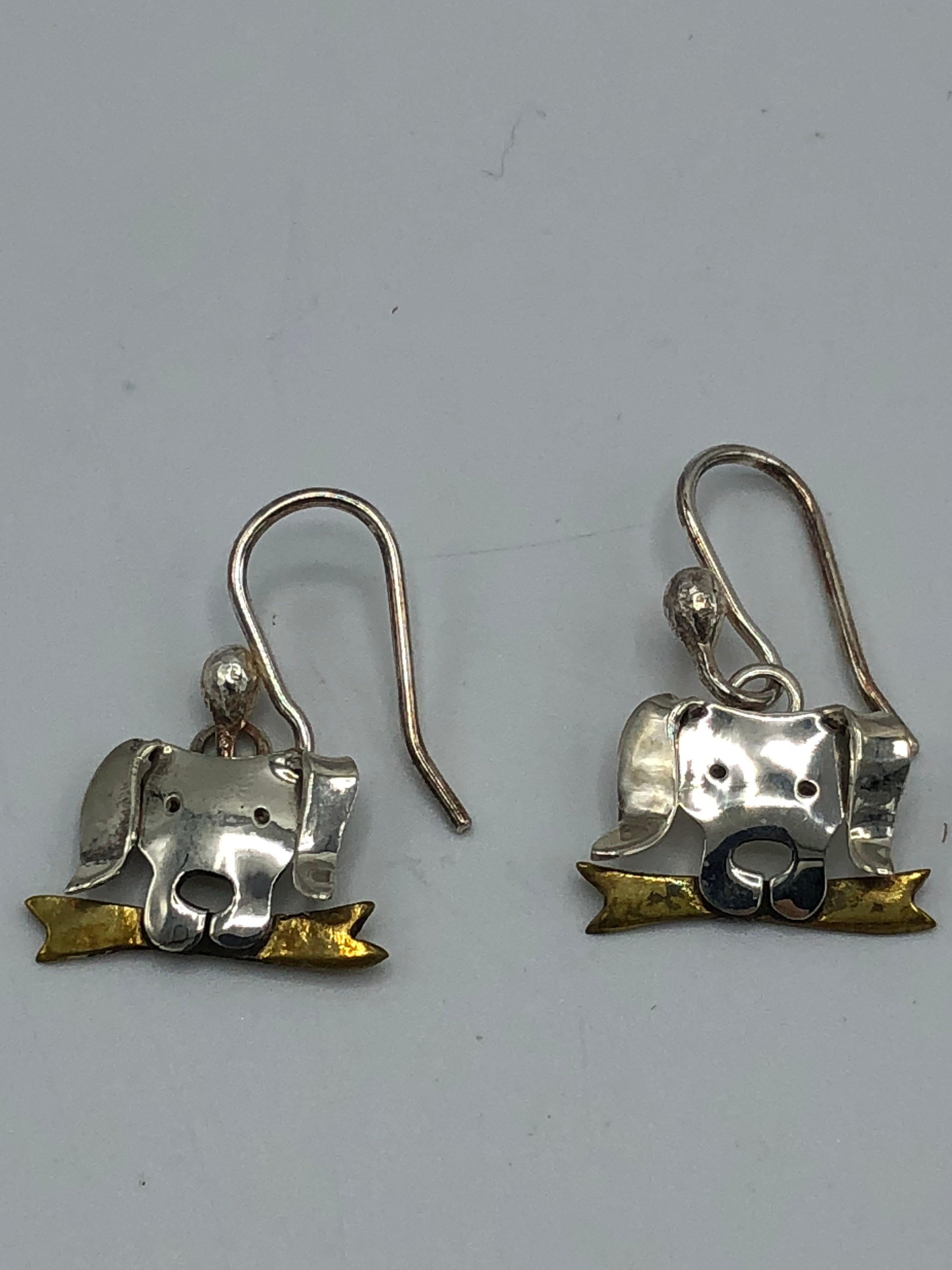 Sterling silver dog with bone earrings