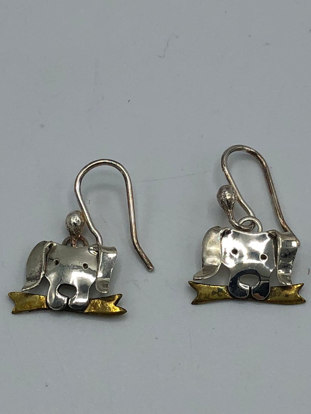 Sterling silver dog with bone earrings