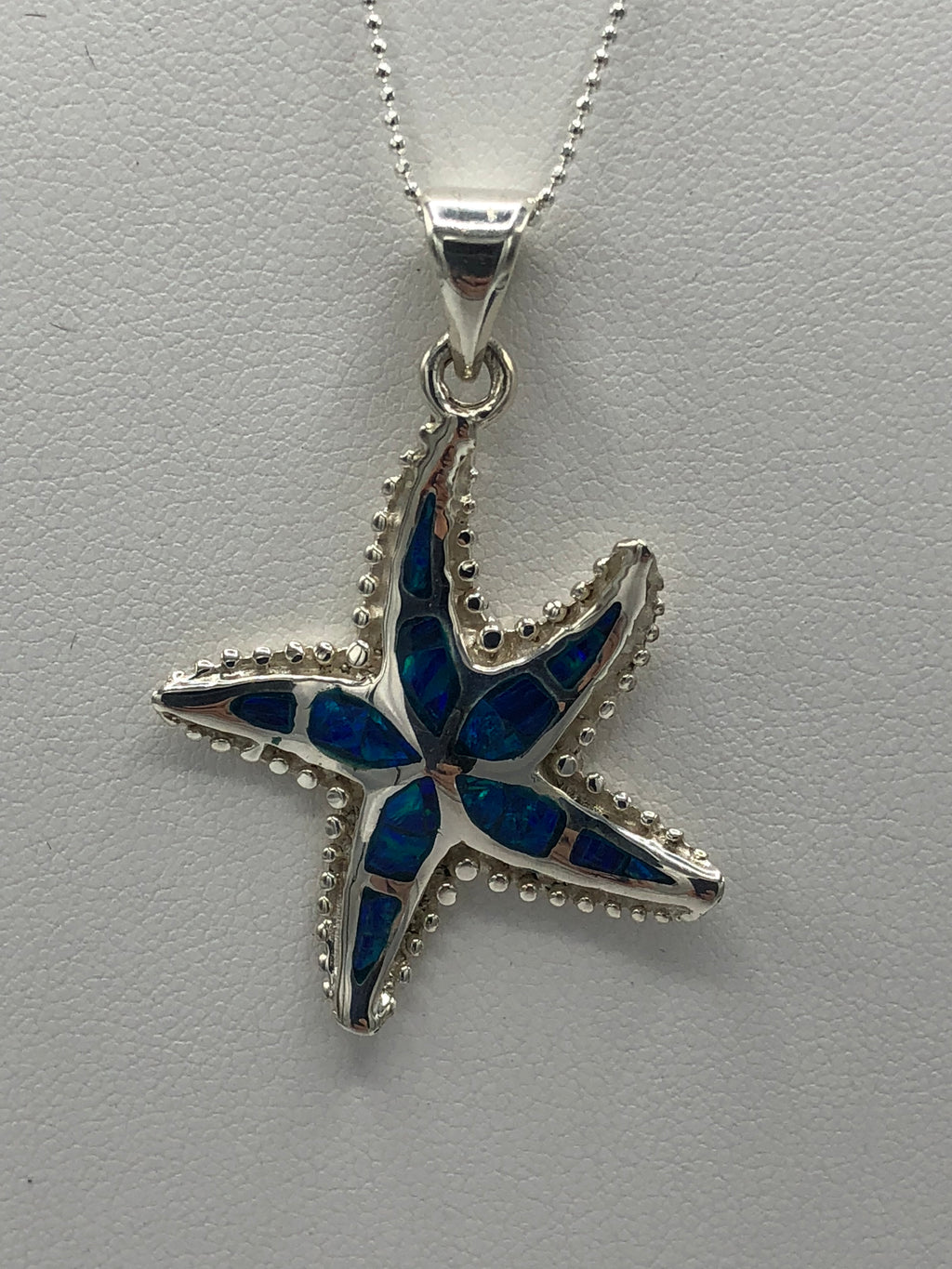 Sterling Silver blue opal starfish pendant