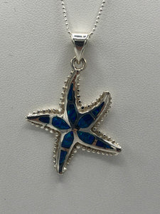 Sterling Silver blue opal starfish pendant