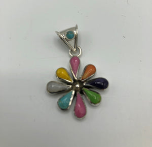 Sterling Silver multi color daisy pendant