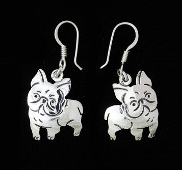 French Bull Dog earrings in Sterling Silver