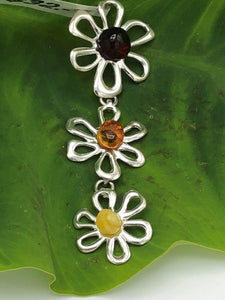 Baltic Amber triple flower pendant