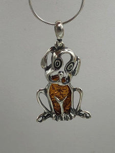 Baltic Amber Dog pendant - Large