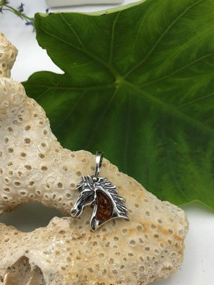 Baltic Amber large horse pendant