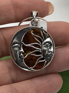 Baltic Amber large sun moon pendant