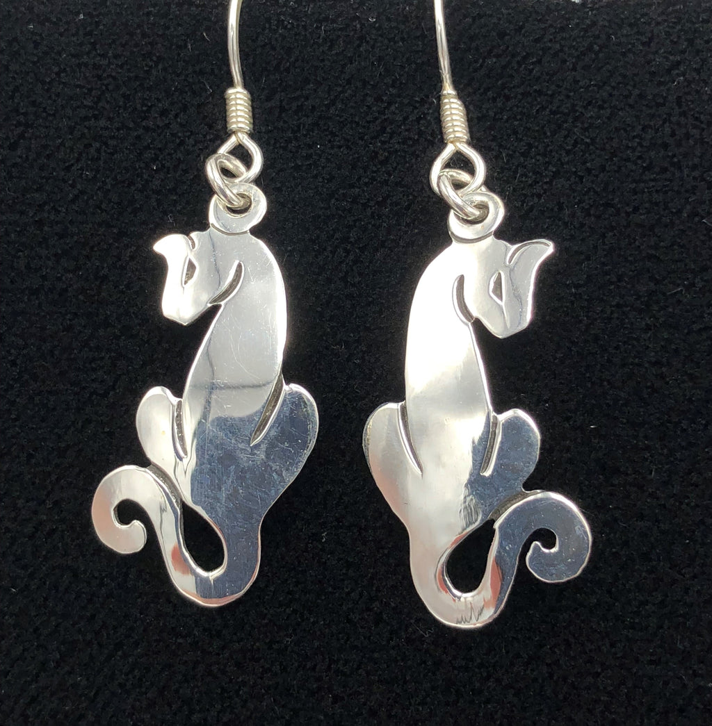 Large Cat earrings in Sterling Silver